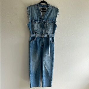 Sleeveless Belted denim Jumpsuit, size S By Blank NYC